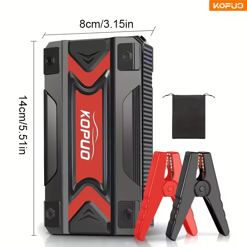 12V Battery Booster Charger - with Flashlight - for Cars, Motorcycles, SUVs