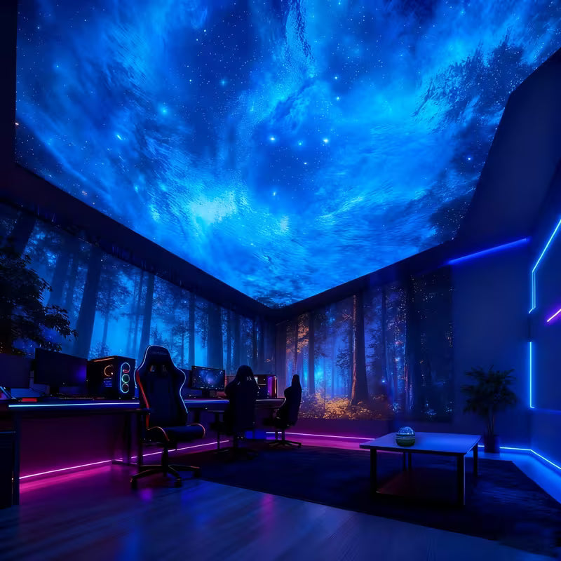 YETHKE 7-Color LED Projector with Remote Control And USB-Powered Starry Night Light - RGB Color-Changing Beam Projector