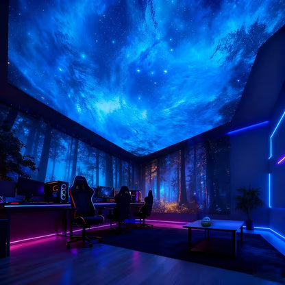 YETHKE 7-Color LED Projector with Remote Control And USB-Powered Starry Night Light - RGB Color-Changing Beam Projector