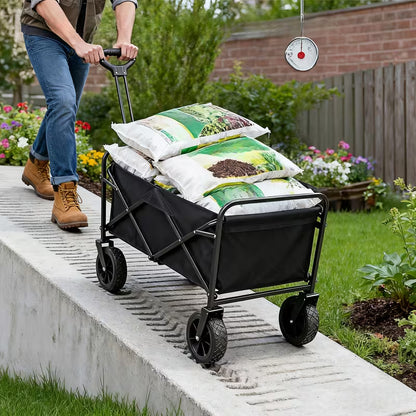 680LBS All Terrain Heavy Duty Folding Cart, Large Capacity Camper Suitable for Yard Shopping/ Sports/ Outdoor/ Gardening Equipment Handling, Black Multifunctional Utility Cart