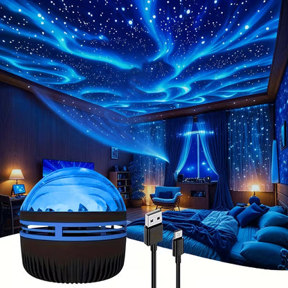 YETHKE 7-Color LED Projector with Remote Control And USB-Powered Starry Night Light - RGB Color-Changing Beam Projector