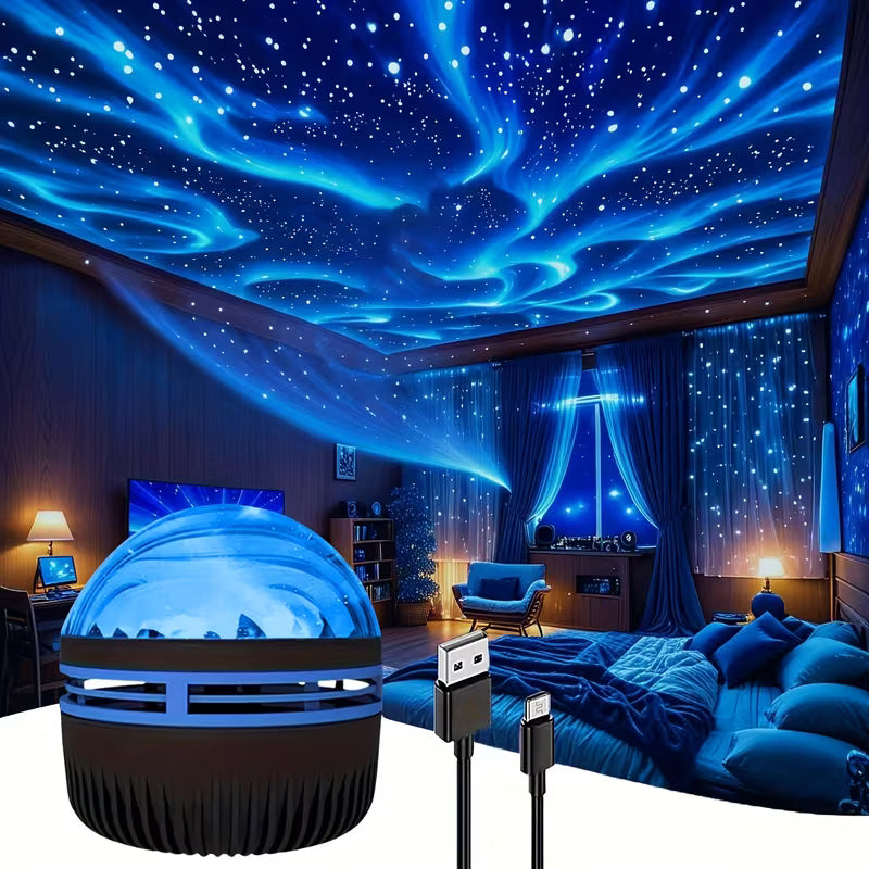 YETHKE 7-Color LED Projector with Remote Control And USB-Powered Starry Night Light - RGB Color-Changing Beam Projector