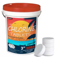 3 inch 50 Pounds Chlorine Tablets , Stabilized Chlorine Tablets for Hot Tubs, Swimming Pools and Spas - Slow Dissolving