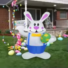 Easter Decorations 2026 Outdoors Inflatable Rabbit Easter Decoration Bunny Holiday Venue Ornaments For Courtyard Garden Lawn