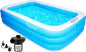 Inflatable Pool for Kids and Adults with Pump - 118x72x22 Inches, Durable Design, Includes Patches