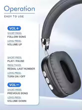 Wireless Bluetooth Headphones High-Resolution Audio Foldable Lightweight Deep Bass Long-Lasting Earphones