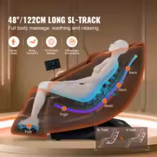 SucceBuy Massage Chair Full Body Zero Gravity Recliner with Multi Auto Modes 3D Shiatsu Heating Bluetooth Speaker Foot Roller