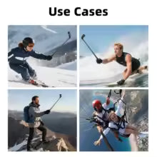 Aluminum Alloy Selfie Stick Adjustable Extension Pole Handle Grip for Insta360 Go Ultra/X5/Pocket 3 Action Cameras Multi Camers