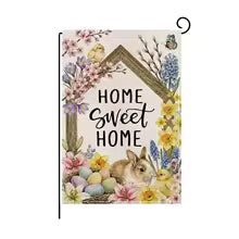 1Set, 2026 Happy Easter Themed Party, Furry Bunny Flag and Flower Pulling, Scene Decoration, Easter Bunny