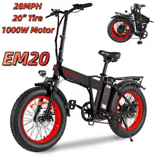 1000W Electric Bike 48V 15Ah Battery 20" 4.0 Fat Tire  28MPH High Speed Bicycle Off-Road Snow Bike for Adults