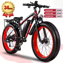 1500W Electric Bike 48V 15Ah Battery 26" 4.0 Fat Tire Ebike 34MPH High Speed Mountain Bicycle Off-Road Snow Bike for Adults