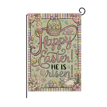 1Set, 2026 Happy Easter Themed Party, Furry Bunny Flag and Flower Pulling, Scene Decoration, Easter Bunny