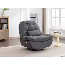 Power Recliner Swivel Glider with USB Charger and Bluetooth Music Player for Gaming, Working, and Leisure - Grey