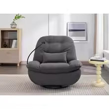 Power Recliner Swivel Glider with USB Charger and Bluetooth Music Player for Gaming, Working, and Leisure - Grey