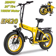 1000W Electric Bike 48V 15Ah Battery 20" 4.0 Fat Tire  28MPH High Speed Bicycle Off-Road Snow Bike for Adults