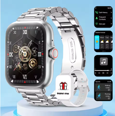 Smart watch with full touch screen, call, message reminder, music control and other functions, compatible with iPhone/android mo