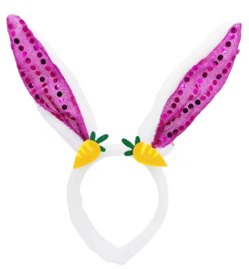 6 Pack of 2026 New Bunny Ears Headband Decorative Carrot Sequin Rabbit Headbands