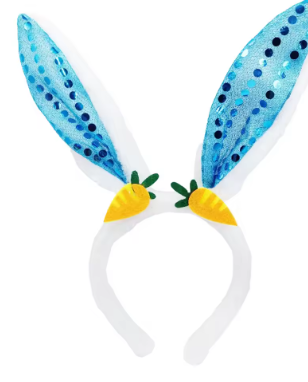 6 Pack of 2026 New Bunny Ears Headband Decorative Carrot Sequin Rabbit Headbands