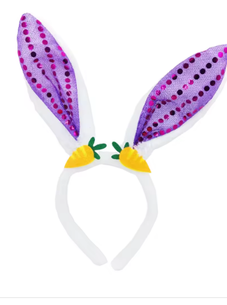 6 Pack of 2026 New Bunny Ears Headband Decorative Carrot Sequin Rabbit Headbands