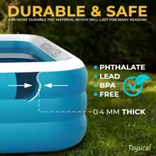 Inflatable Pool for Kids and Adults with Pump - 118x72x22 Inches, Durable Design, Includes Patches
