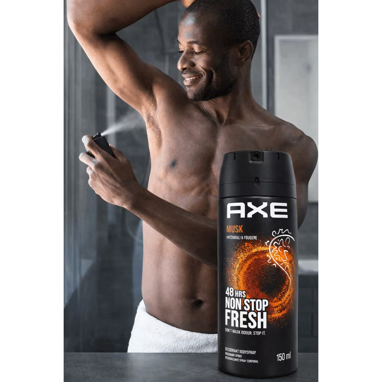 AXE Deodorant Body Spray Musk x [3 Pack] 5 oz (150 ml) Long-Lasting Fresh Scent for Men, Everyday Odor Protection, Confidence-Boosting Masculine Fragrance Spray, Daily Body Spray for Work, Gym, Travel & Casual Use