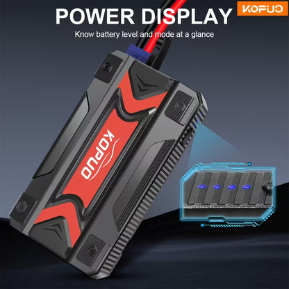 12V Battery Booster Charger - with Flashlight - for Cars, Motorcycles, SUVs