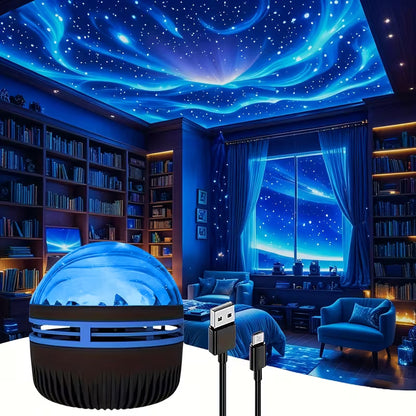 YETHKE 7-Color LED Projector with Remote Control And USB-Powered Starry Night Light - RGB Color-Changing Beam Projector